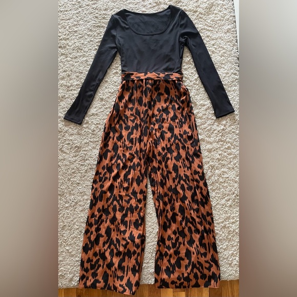SHEIN Pants - Shein long sleeve black pant Jumpsuit Black brown Wide Pants Bottom Large L